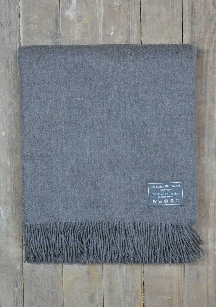 Scottish Lambswool Blanket in Steel