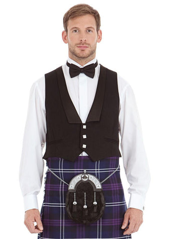 Black 3 Button Prince Charlie Waistcoat