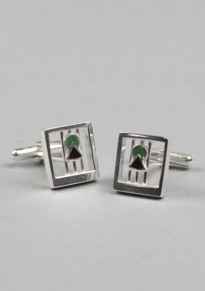 Striped Thistle Silver Cufflinks