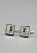 Striped Thistle Silver Cufflinks