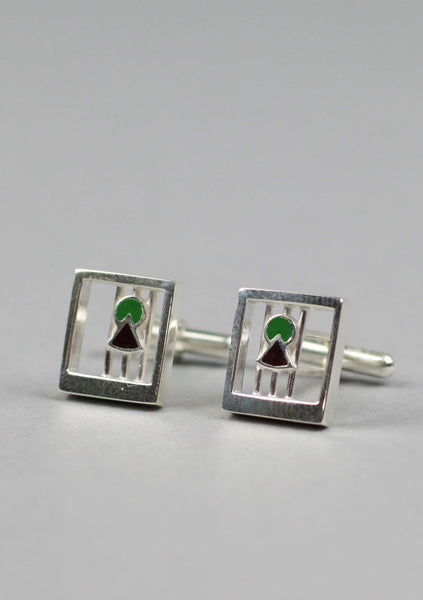 Striped Thistle Silver Cufflinks