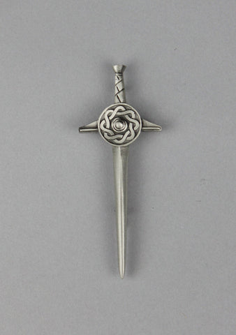 Standard Pewter Celtic Shield Kilt Pin