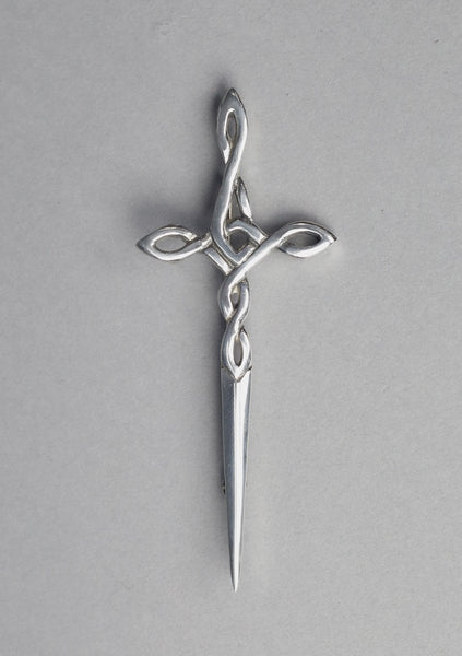 Basic Pewter Celtic Cross Sword Kilt Pin