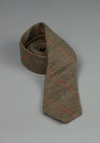 Slim Fit Brown Herringbone Neck Tie