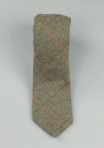 Slim Fit Brown Herringbone Neck Tie