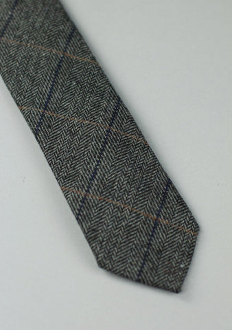 Slim Fit Grey Herringbone Neck Tie