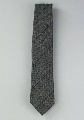Slim Fit Grey Herringbone Neck Tie