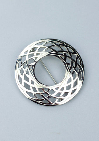 Silver Plated Celtic Plaid Brooch