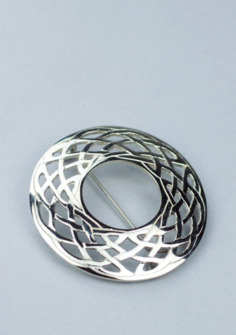 Silver Plated Celtic Plaid Brooch