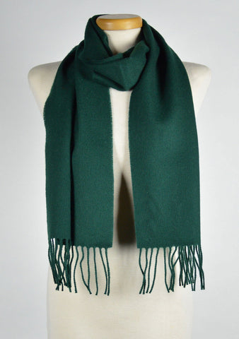 Scottish Lambswool Scarf in Plain Bottle Green