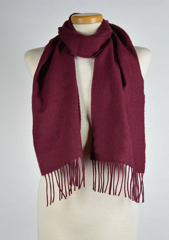 Scottish Lambswool Scarf in Plain Wine Red