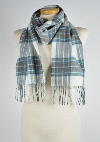 Scottish Lambswool Scarf in Stewart Blue Dress Tartan