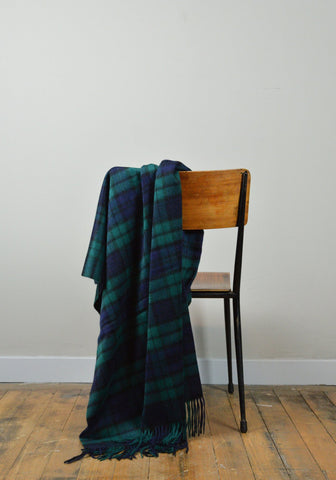 Cashmere Blanket in Black Watch Tartan