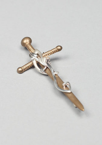 Luxury Bronze Sword and Leaves Silver Kilt Pin